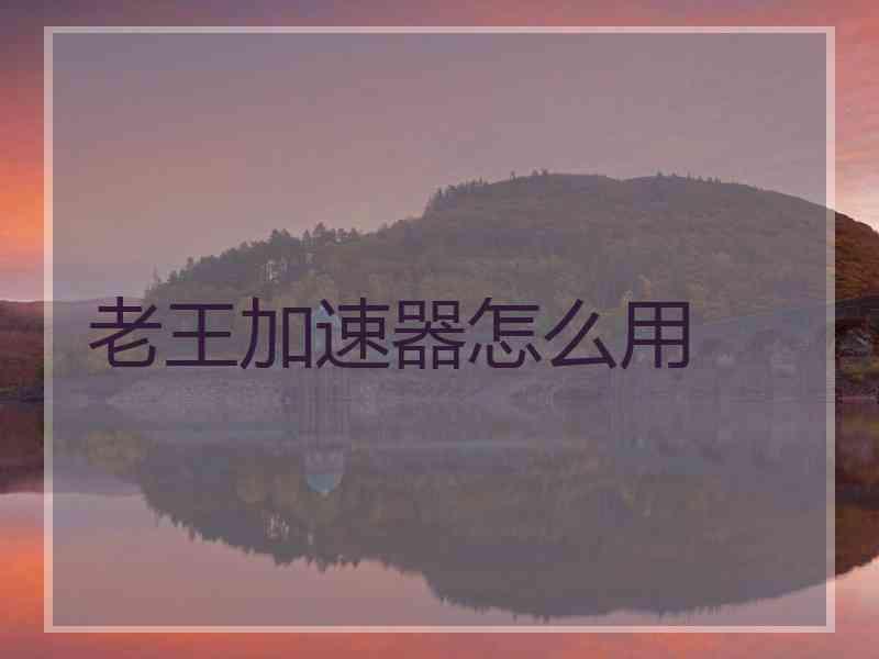 老王加速器怎么用